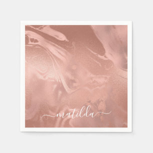 Elegant modern copper rose gold marble look napkins