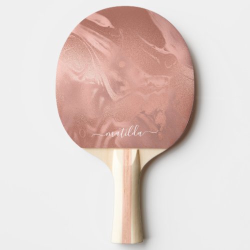 Elegant modern copper rose gold marble look ping pong paddle