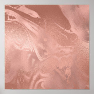 Elegant modern copper rose gold marble look poster