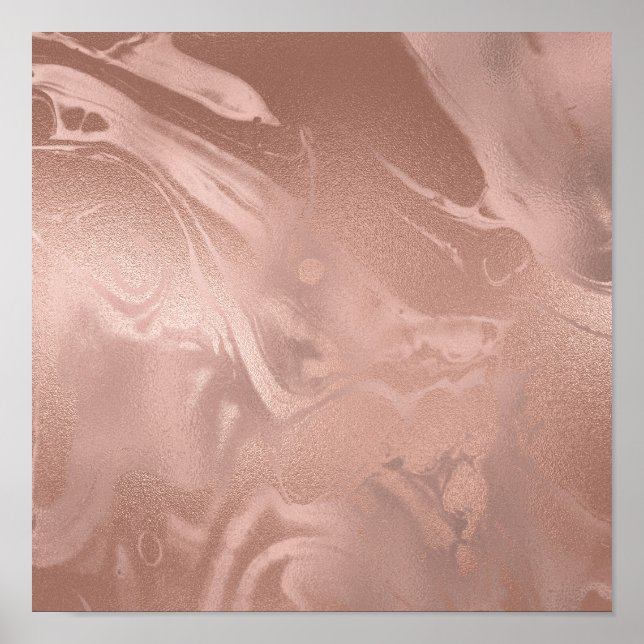 Elegant modern copper rose gold marble look poster (Front)