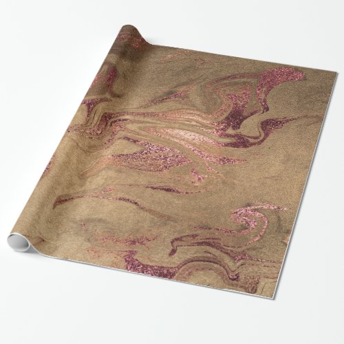 Elegant modern copper rose gold marble look wrapping paper