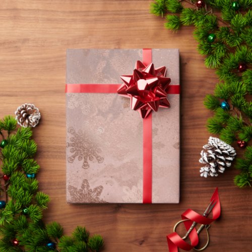 Elegant modern copper rose gold marble snowflakes wrapping paper