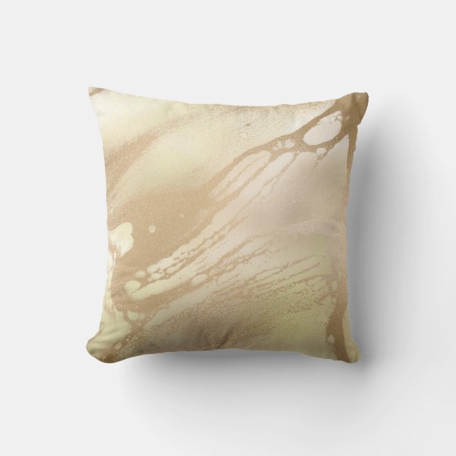 Elegant modern copper rose gold metallic marble throw pillow (Front)