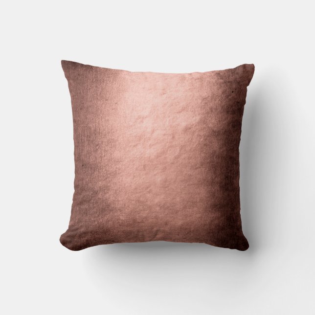 Elegant modern copper rose gold metallic throw pillow (Front)