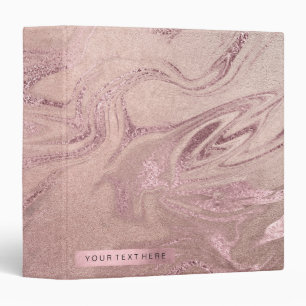 Elegant modern copper rose gold pink marble look 3 ring binder