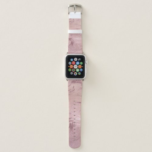 Elegant modern copper rose gold pink marble look apple watch band