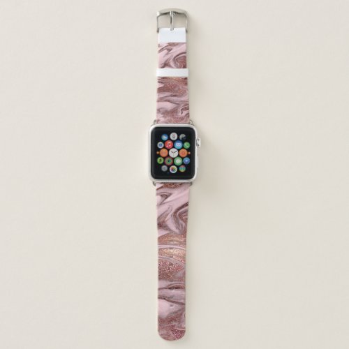 Elegant modern copper rose gold pink marble look apple watch band