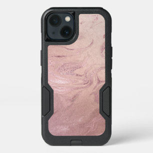 Elegant modern copper rose gold pink marble look iPhone 13 case