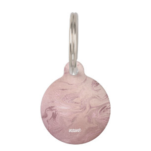 Elegant modern copper rose gold pink marble look pet ID tag