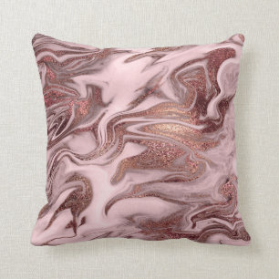 Elegant modern copper rose gold pink marble look throw pillow