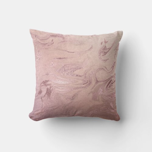 Elegant modern copper rose gold pink marble look throw pillow
