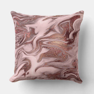 Elegant modern copper rose gold pink marble look throw pillow