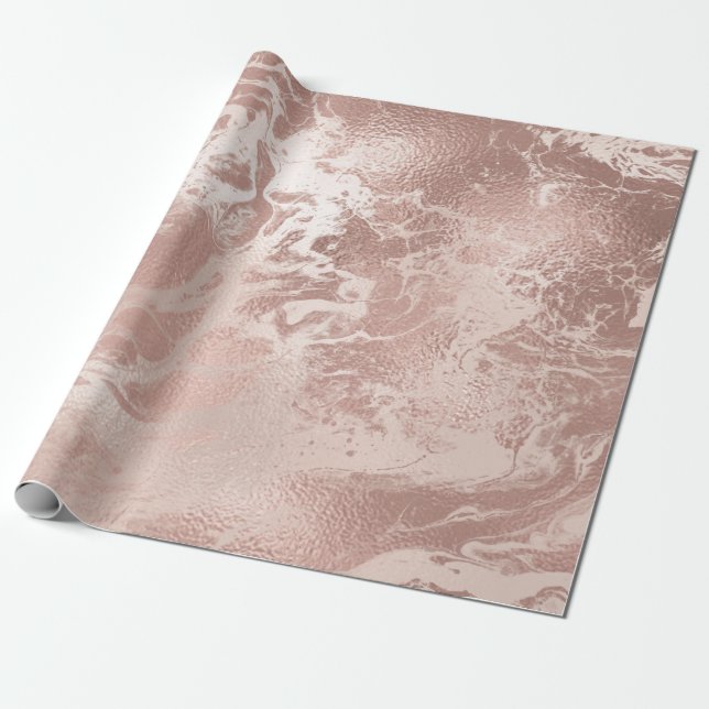 Elegant modern copper rose gold & pink marble wrapping paper (Unrolled)