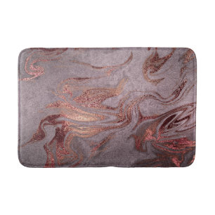Elegant modern copper rose gold purple marble look bath mat