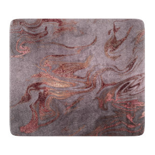 Elegant modern copper rose gold purple marble look cutting board