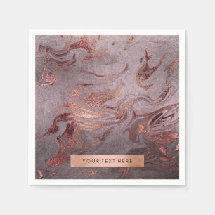Elegant modern copper rose gold purple marble look napkins