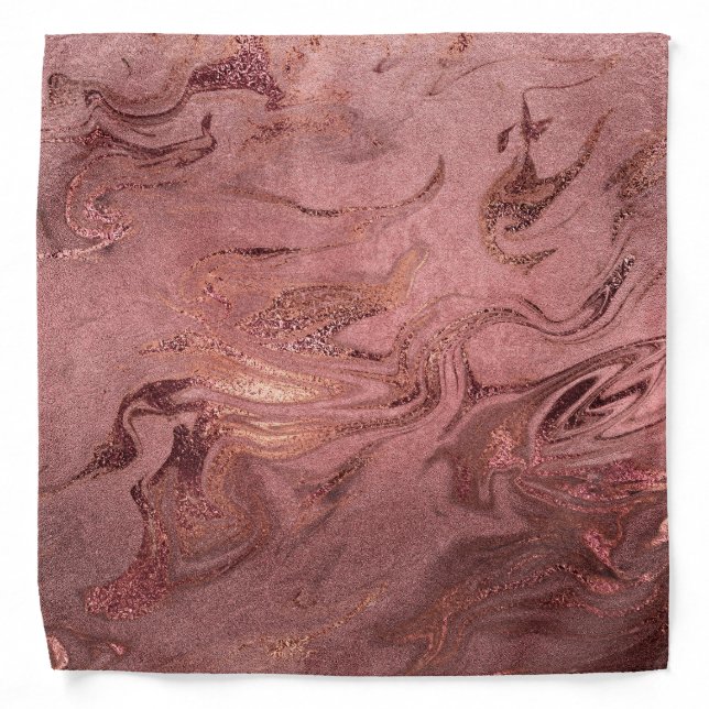 Elegant modern copper rose gold & red marble look bandana (Front)
