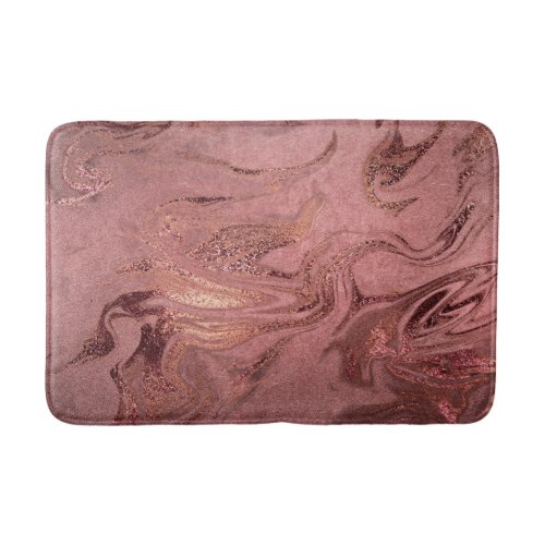 Elegant modern copper rose gold  red marble look bath mat