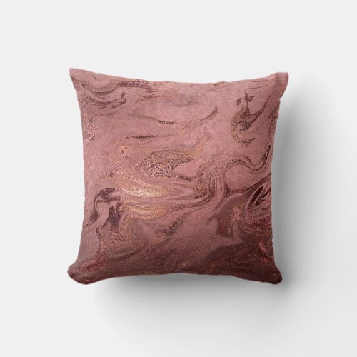 Elegant modern copper rose gold  red marble look throw pillow
