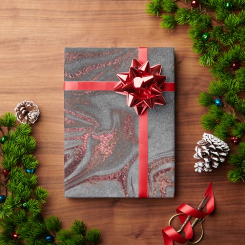 Elegant modern copper rose gold silver marble look wrapping paper