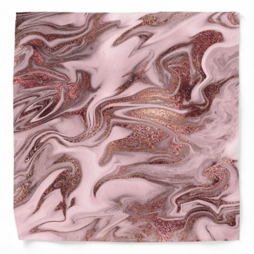 Elegant modern copper rose gold white marble look bandana