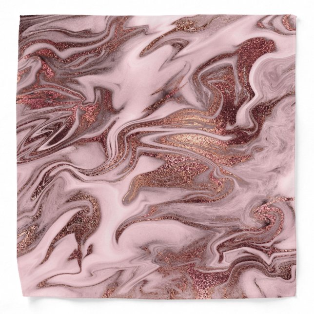 Elegant modern copper rose gold white marble look bandana (Front)