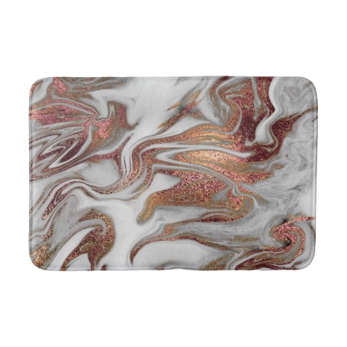 Elegant modern copper rose gold white marble look bath mat