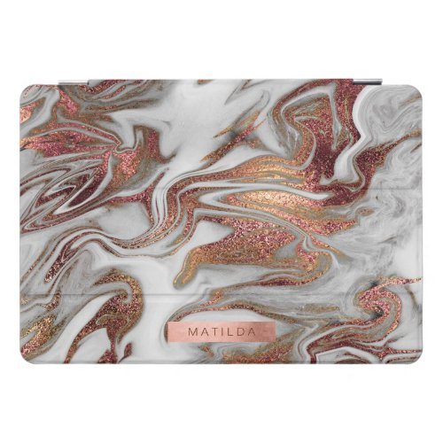 Elegant modern copper rose gold white marble look iPad pro cover