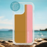 Elegant Modern, Coral Terra Cotta Design with Name iPhone 15 Case<br><div class="desc">A simple,  striking design with 2 colors and a stripe. A fun color block to add your name or any text. 
You can add a name,  monogram or other custom text. If you need to move the art around,  click on the customize button to make changes.</div>