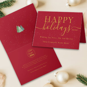 Elegant Modern Corporate Christmas Company Logo Holiday Card