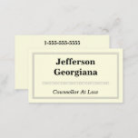 [ Thumbnail: Elegant & Modern Counsellor at Law Business Card ]
