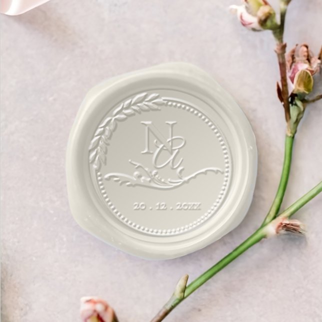 Elegant Modern Couple Monogram Wedding Wax Seal Stamp (Creator Uploaded)