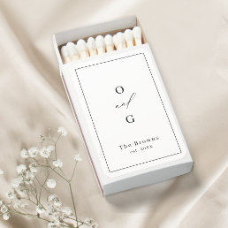 Elegant modern couple monograms minimalist wedding matchboxes