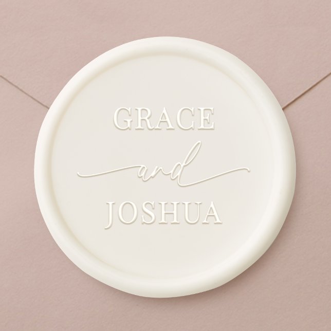 Elegant Modern Couple Name Wedding Wax Seal Sticker (Creator Uploaded)
