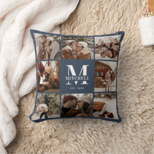 Elegant Modern Couple Photo Collage Personalized Throw Pillow