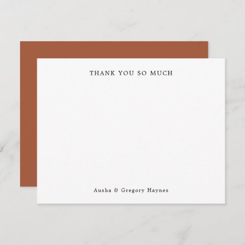 Elegant Modern Couple Terracotta Thank You Note Card