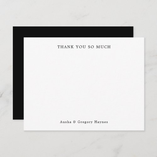 Elegant Modern Couple Typography Black Thank You Note Card