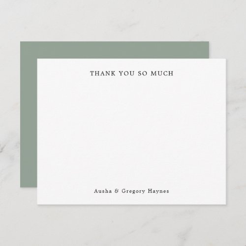 Elegant Modern Couple Typography Sage Thank You Note Card