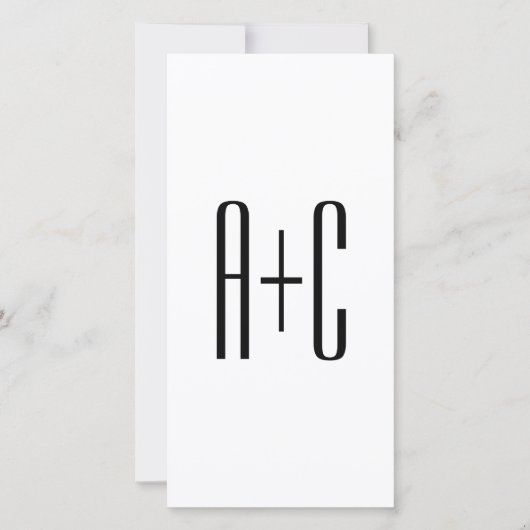 Elegant Modern Couples Initials | White & Black (Front)