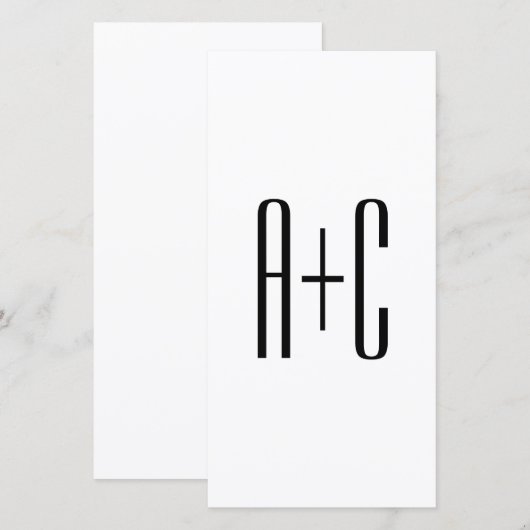 Elegant Modern Couples Initials | White & Black (Front/Back)