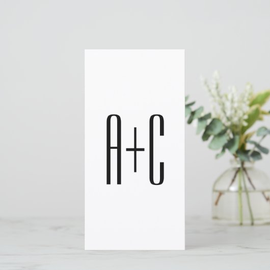 Elegant Modern Couples Initials | White & Black (Standing Front)