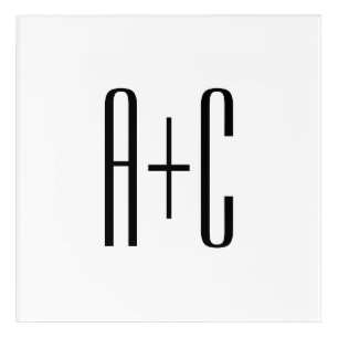 Elegant Modern Couples Initials White & Black Acrylic Print