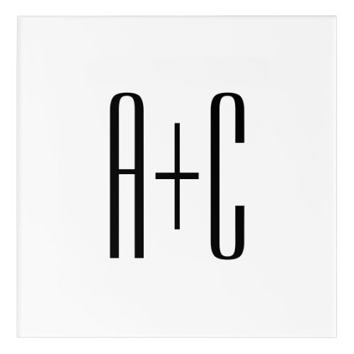 Elegant Modern Couples Initials  White  Black Acrylic Print