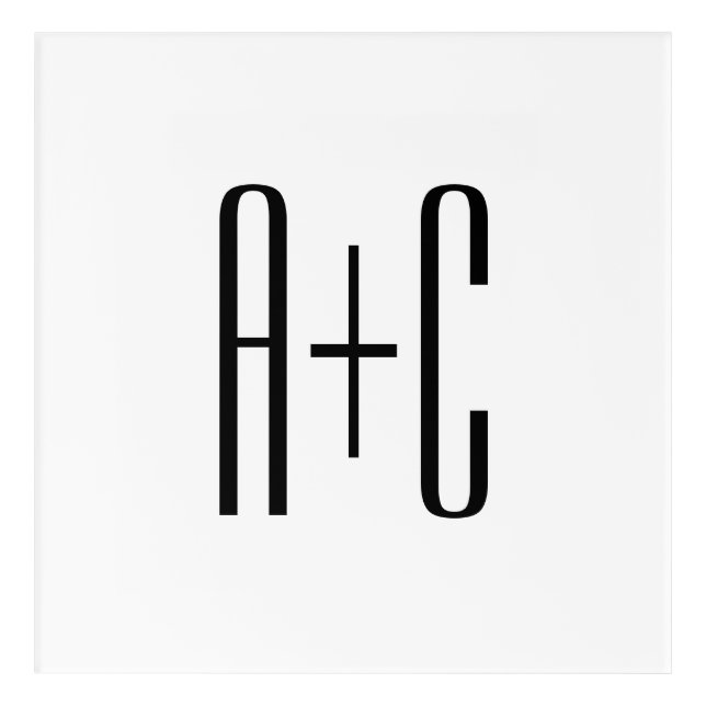 Elegant Modern Couples Initials | White & Black Acrylic Print (Front)