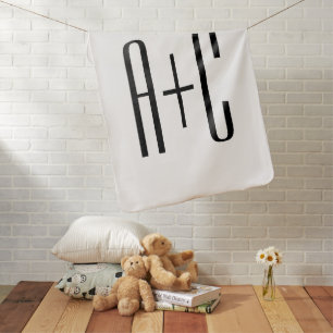 Elegant Modern Couples Initials   White & Black Baby Blanket
