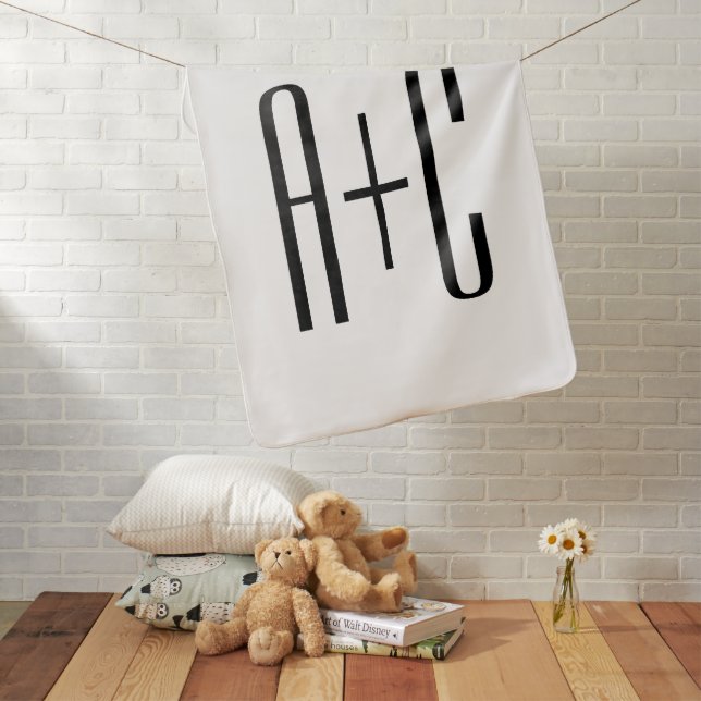 Elegant Modern Couples Initials | White & Black Baby Blanket (In Situ)