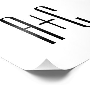 Elegant Modern Couples Initials White & Black Photo Print