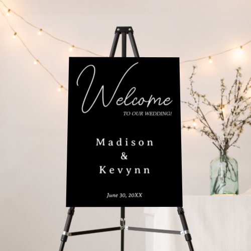 Elegant Modern  Couples Names Wedding Welcome Sign