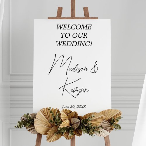 Elegant Modern  Couples Names Wedding Welcome Sign