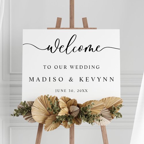 Elegant Modern Couples Names Wedding Welcome Sign